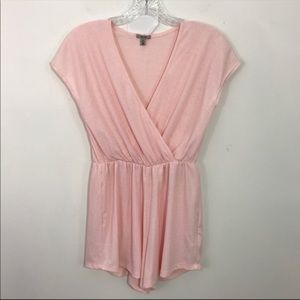 URBAN OUTFITTERS | Ribbed Pink Faux Wrap Top Sz. L